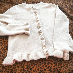 Cynthia Rowley Cream Ruffle Cardigan